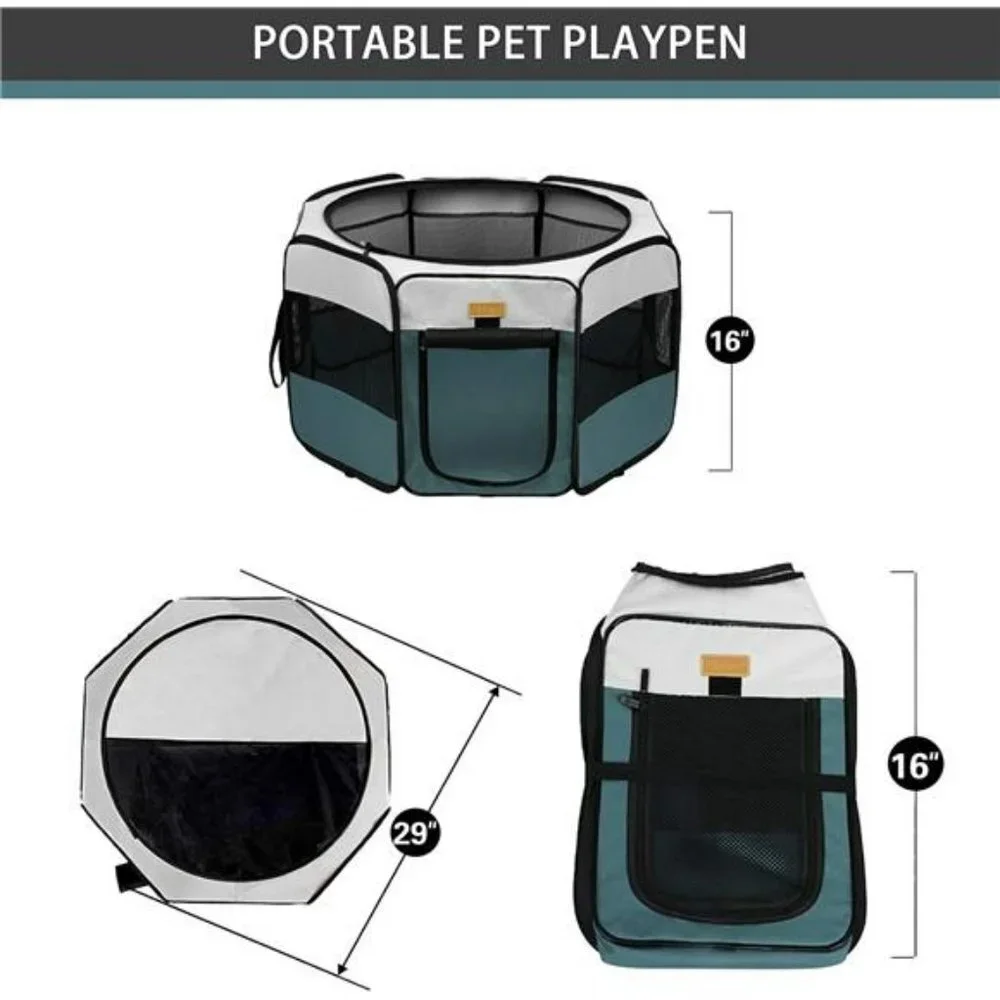 Pet Playpen Portable Foldable Playpen for Dog/Cat Removable Mesh Shade Cover
